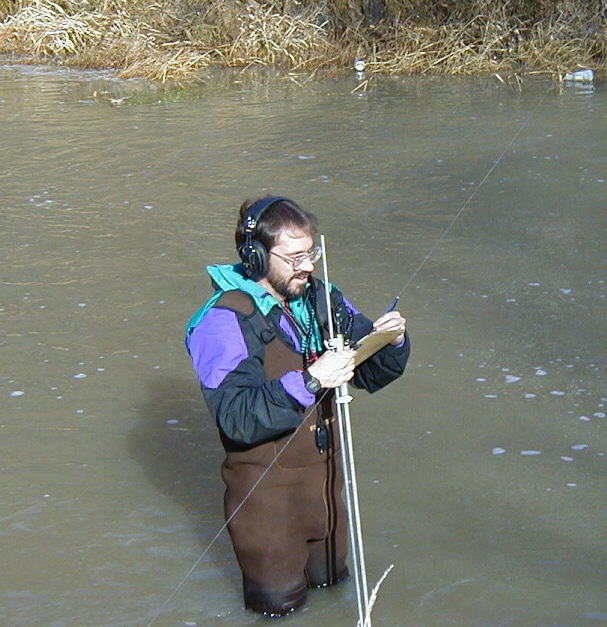 Uncle Wayne (Joe's brother) at work doing a stream measurement on Trout Creek
near Gateway, Oregon (2000)
