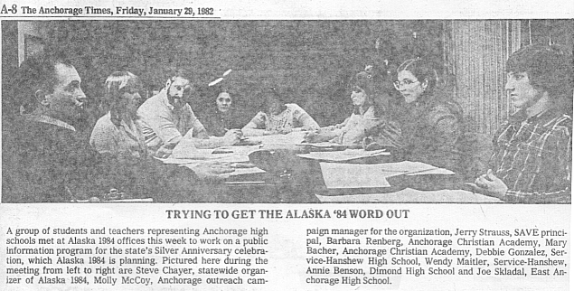 Joe working on the committee for the celebration of Alaska's 25th anniversary (1982)